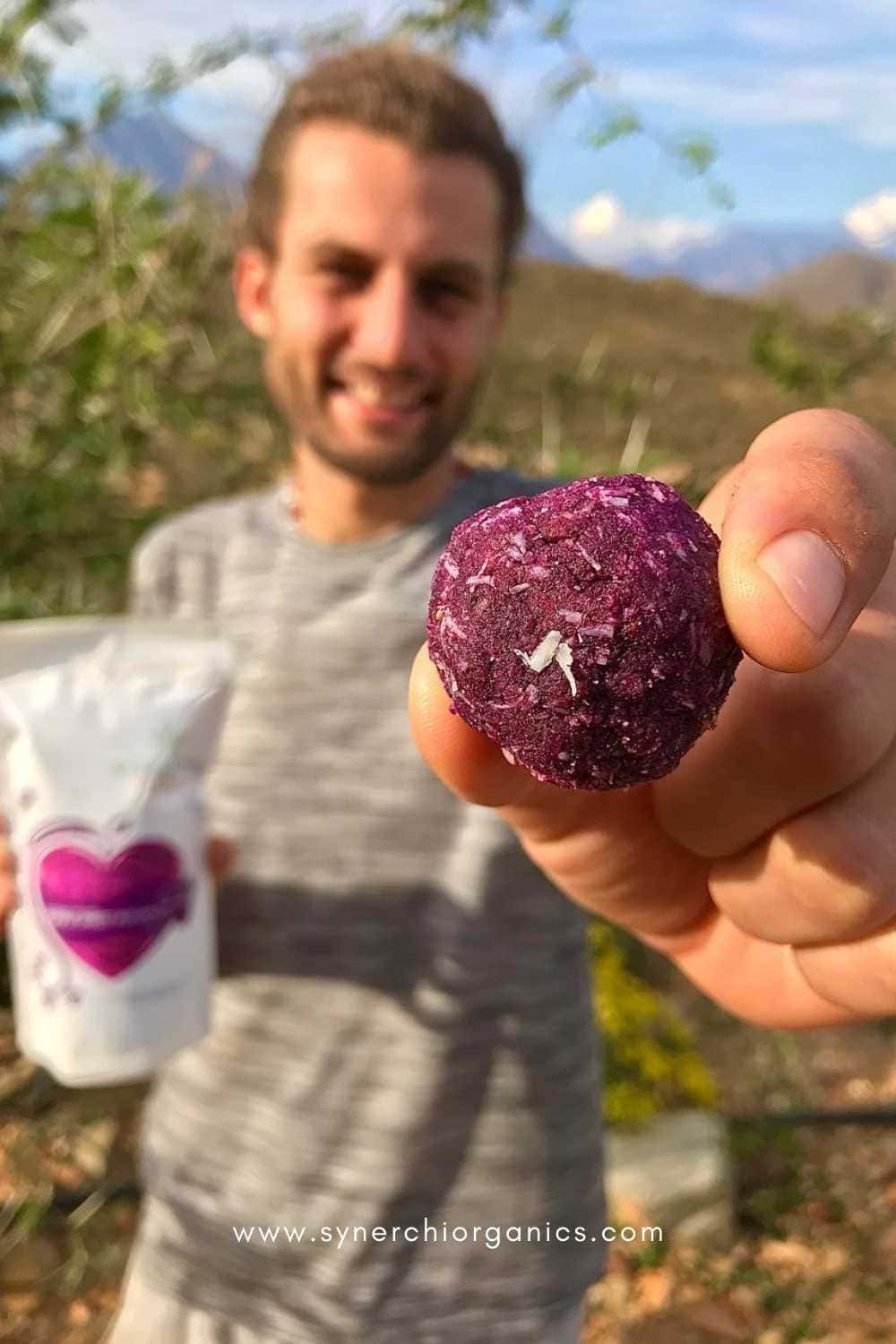purple potato powder bliss balls
